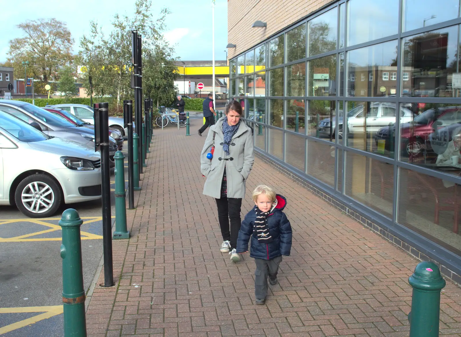 Isobel and Harry by Morrisons, from A Saturday in Town, Diss, Norfolk - 8th November 2014