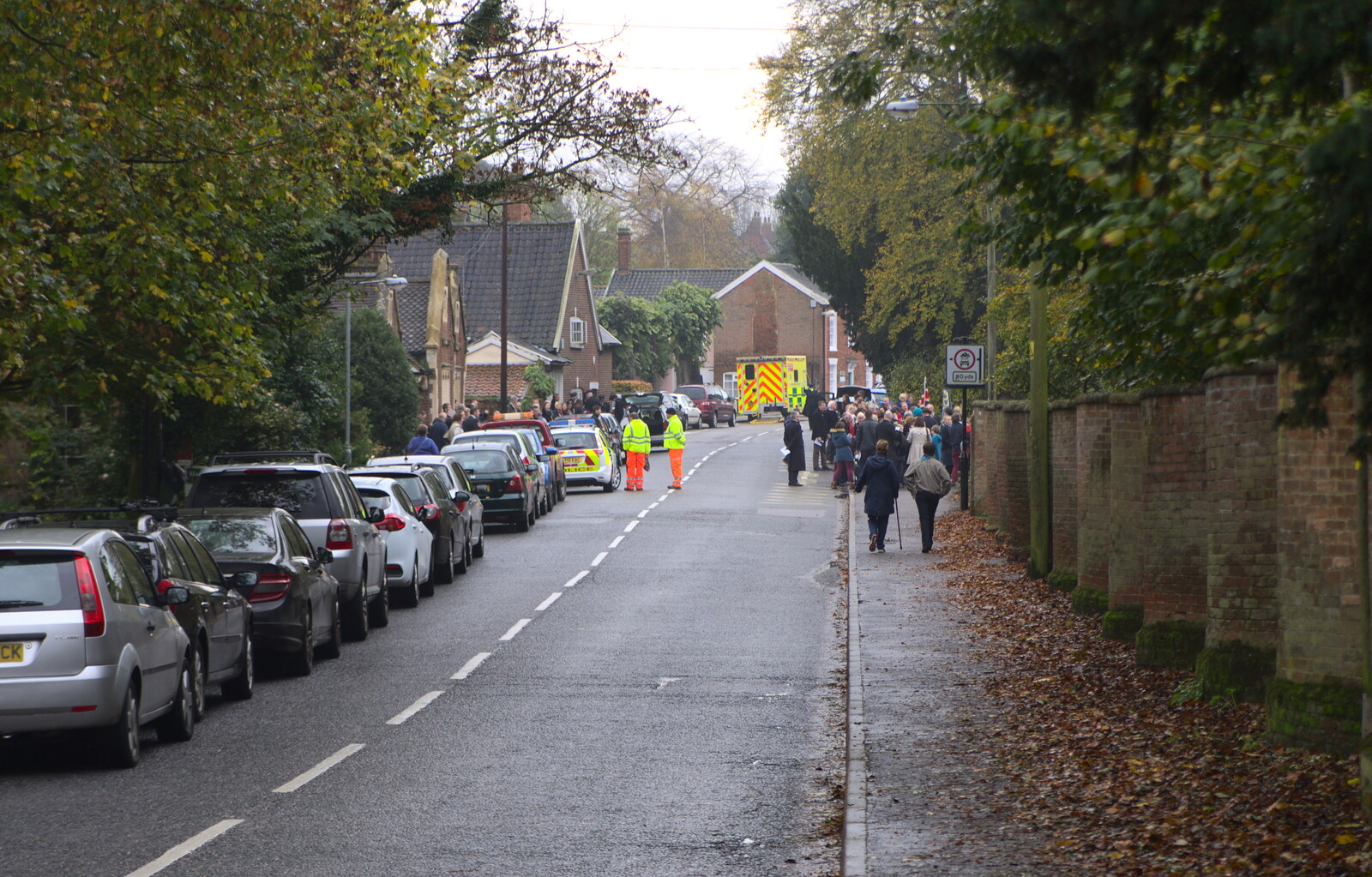 Lambseth Street in Eye is closed off from A Remembrance Sunday Parade, Eye, Suffolk - 9th November 2014