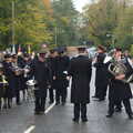 The band takes their place on Lambseth Street, A Remembrance Sunday Parade, Eye, Suffolk - 9th November 2014