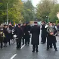 The band takes their place on Lambseth Street, A Remembrance Sunday Parade, Eye, Suffolk - 9th November 2014