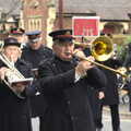 Trombone action, A Remembrance Sunday Parade, Eye, Suffolk - 9th November 2014