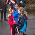 The flag girls lead the way, A Remembrance Sunday Parade, Eye, Suffolk - 9th November 2014