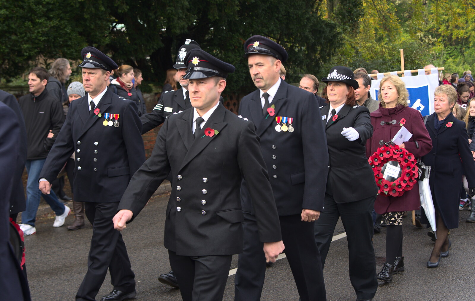 The fire service from A Remembrance Sunday Parade, Eye, Suffolk - 9th November 2014
