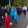 Fred and Isobel tag along in the parade, A Remembrance Sunday Parade, Eye, Suffolk - 9th November 2014