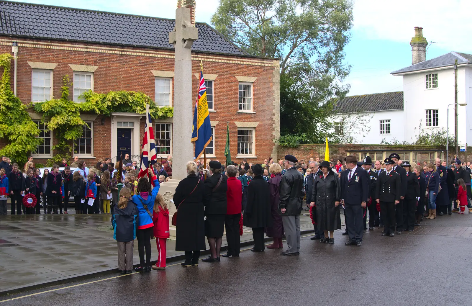 The service at the war memorial, from A Remembrance Sunday Parade, Eye, Suffolk - 9th November 2014