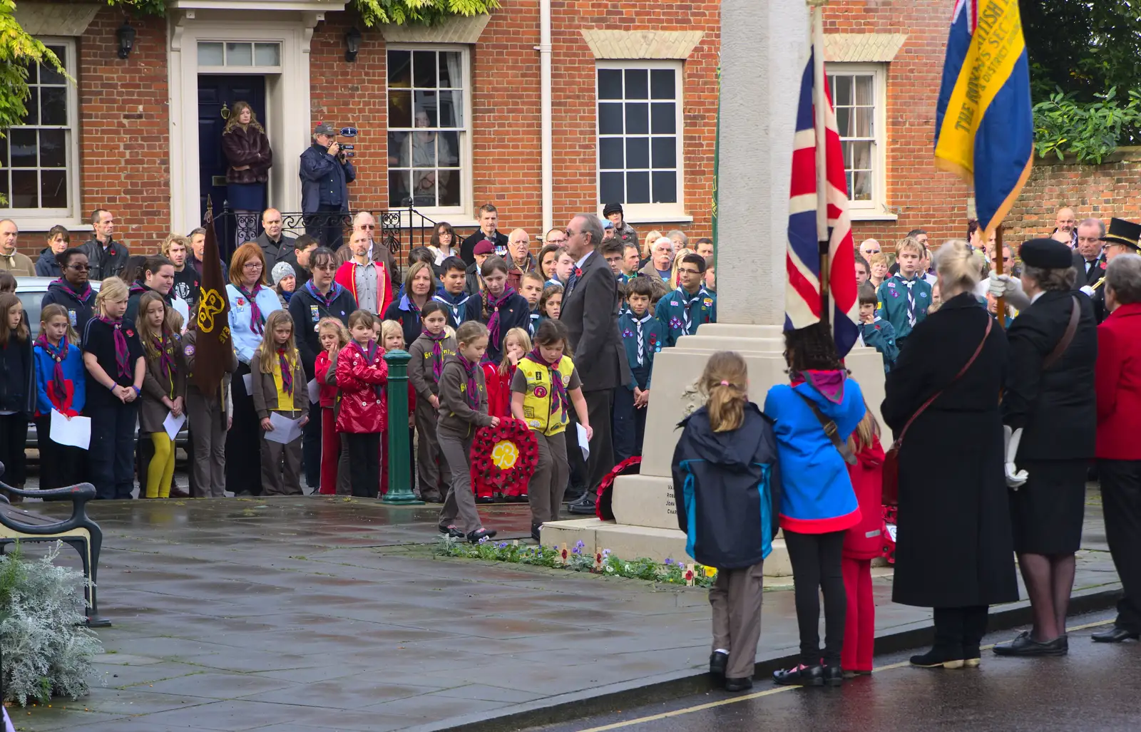 A wreath is laid, from A Remembrance Sunday Parade, Eye, Suffolk - 9th November 2014