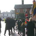 The band heads off in to the winter sun, A Remembrance Sunday Parade, Eye, Suffolk - 9th November 2014