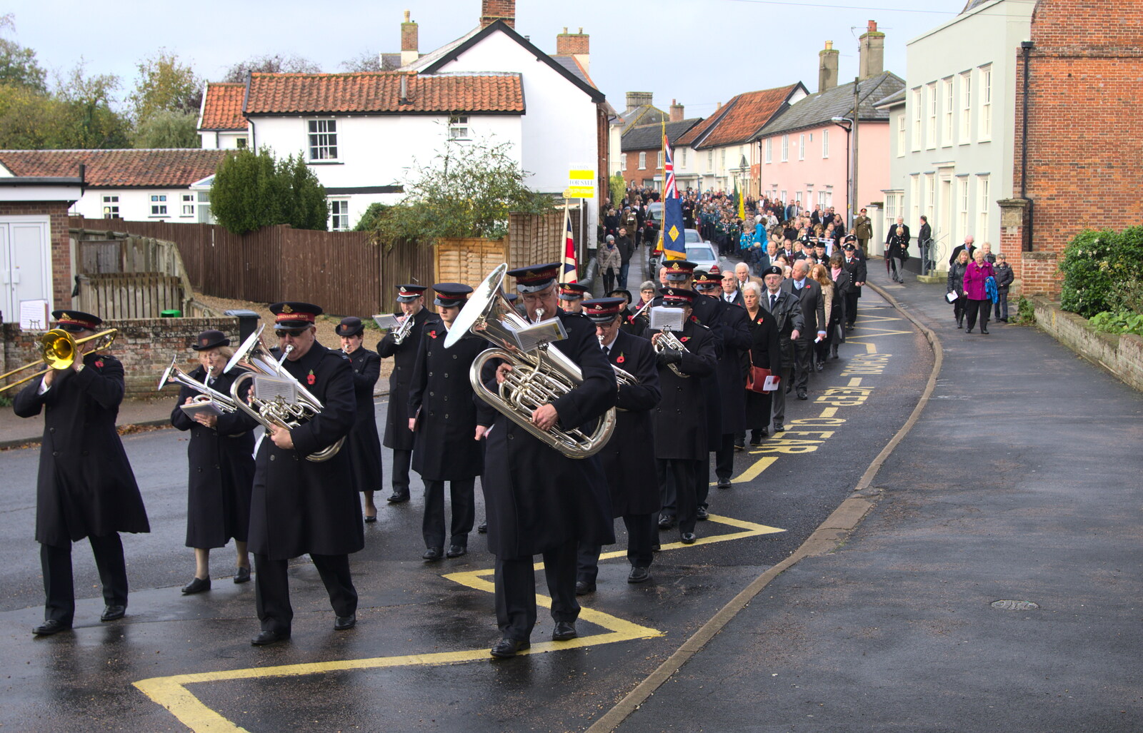 The parade on Church Street from A Remembrance Sunday Parade, Eye, Suffolk - 9th November 2014