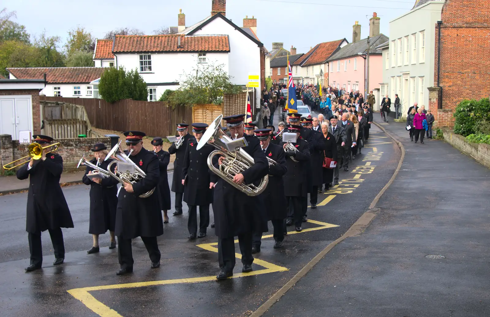 The parade on Church Street, from A Remembrance Sunday Parade, Eye, Suffolk - 9th November 2014