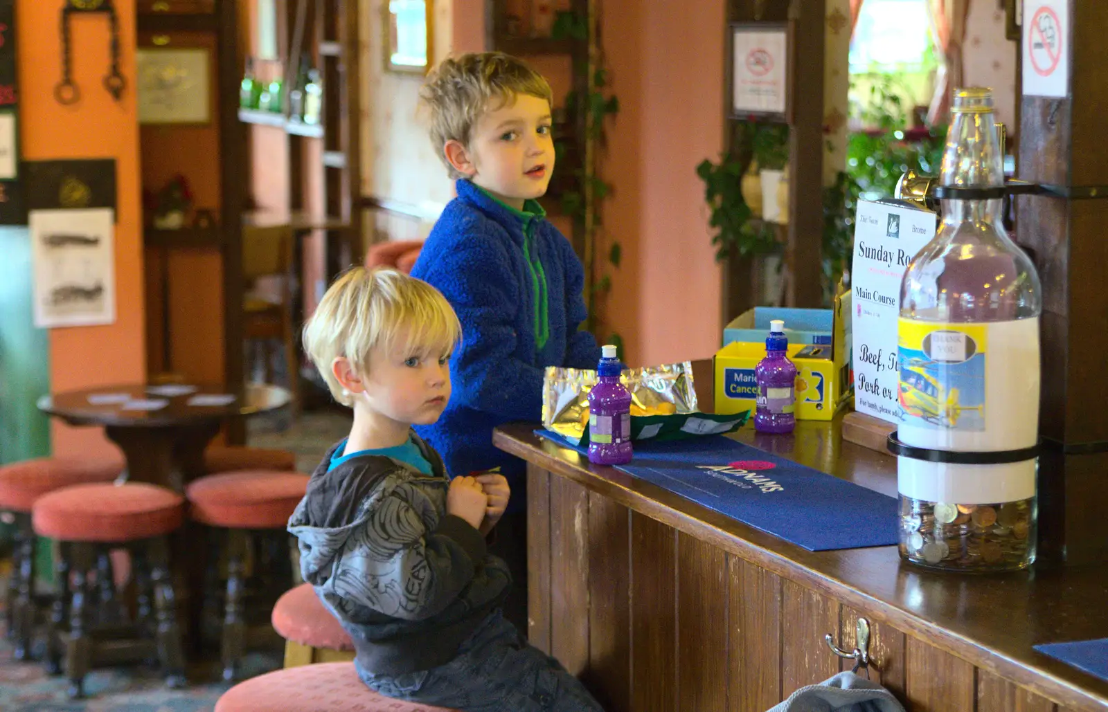 Harry and Fred at the bar of The Swan, from A Remembrance Sunday Parade, Eye, Suffolk - 9th November 2014