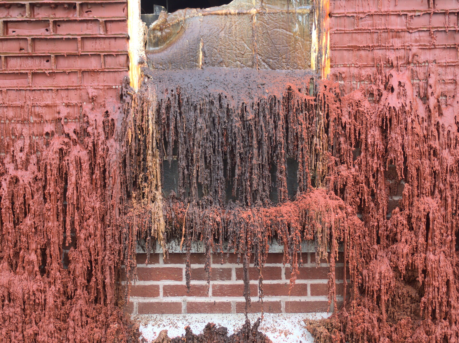More drips of wax, like a brown frozen waterfall from A Melting House Made of Wax, Southwark, London - 12th November 2014