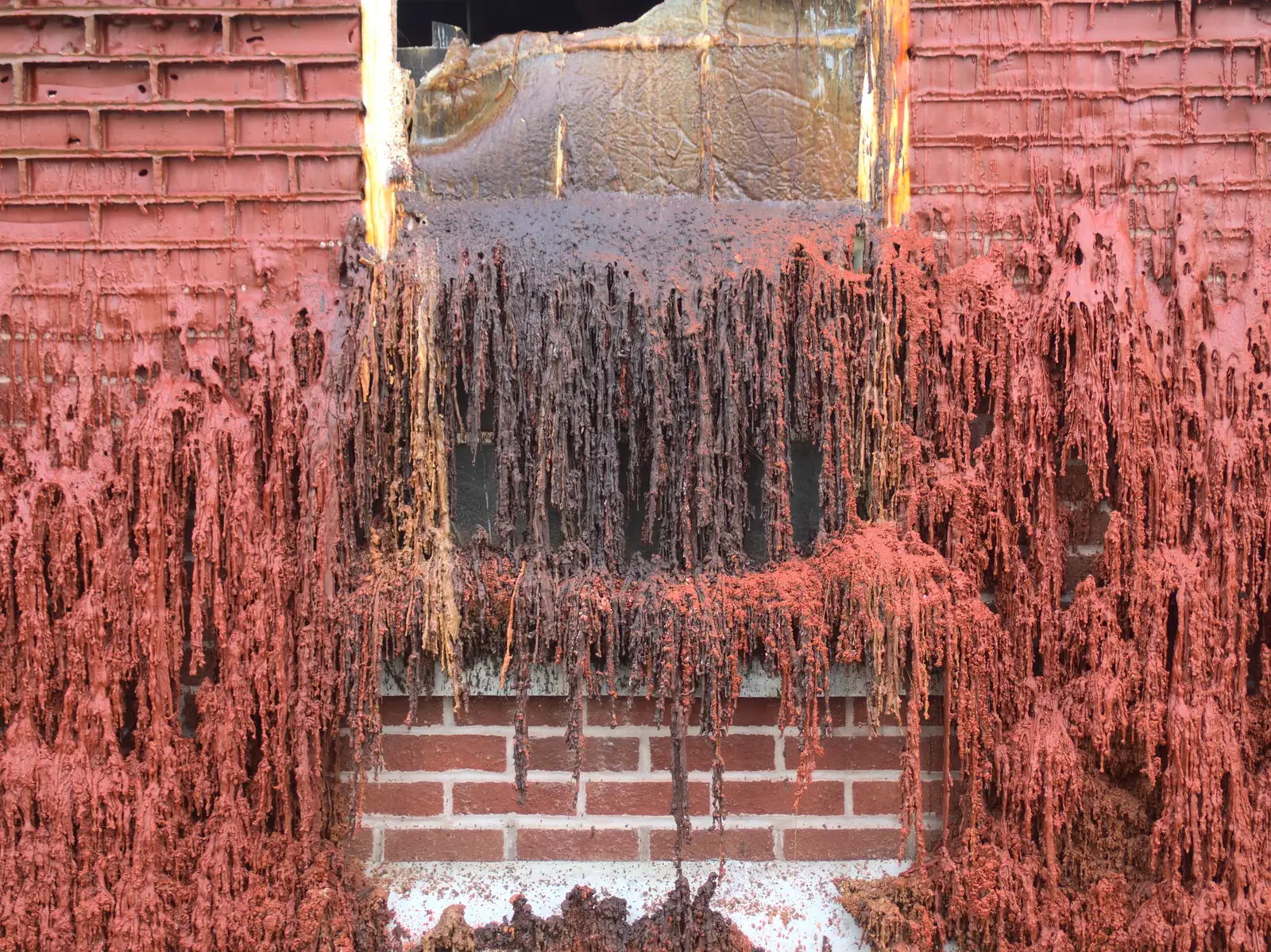 More drips of wax, like a brown frozen waterfall, from A Melting House Made of Wax, Southwark, London - 12th November 2014