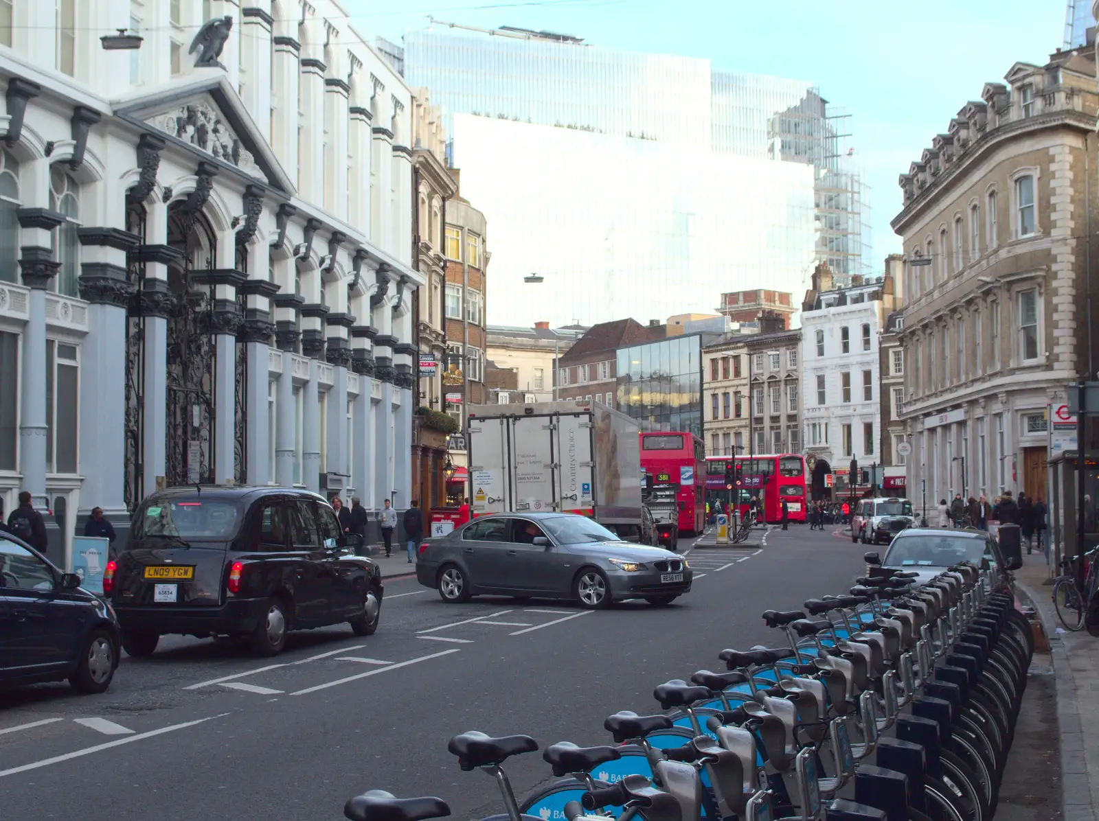 Looking up to Borough High Street, from A Melting House Made of Wax, Southwark, London - 12th November 2014