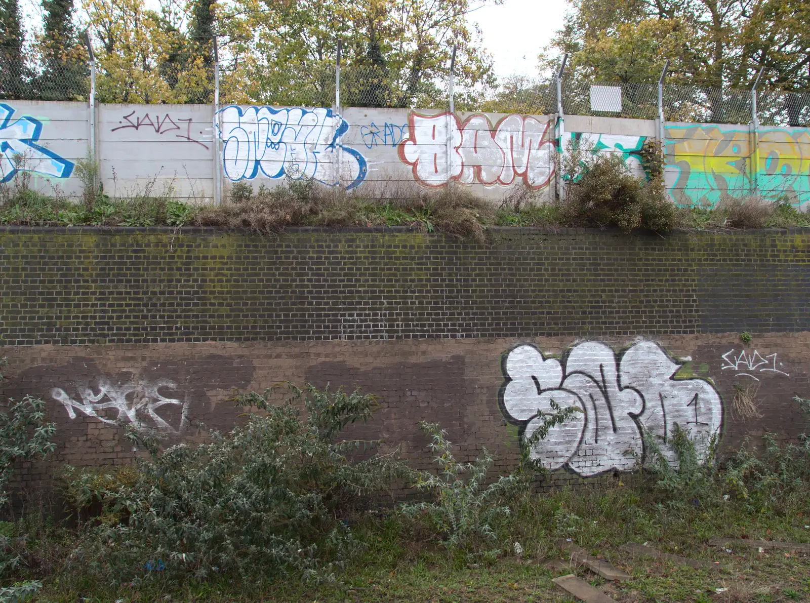 Railway graffiti, from A Melting House Made of Wax, Southwark, London - 12th November 2014