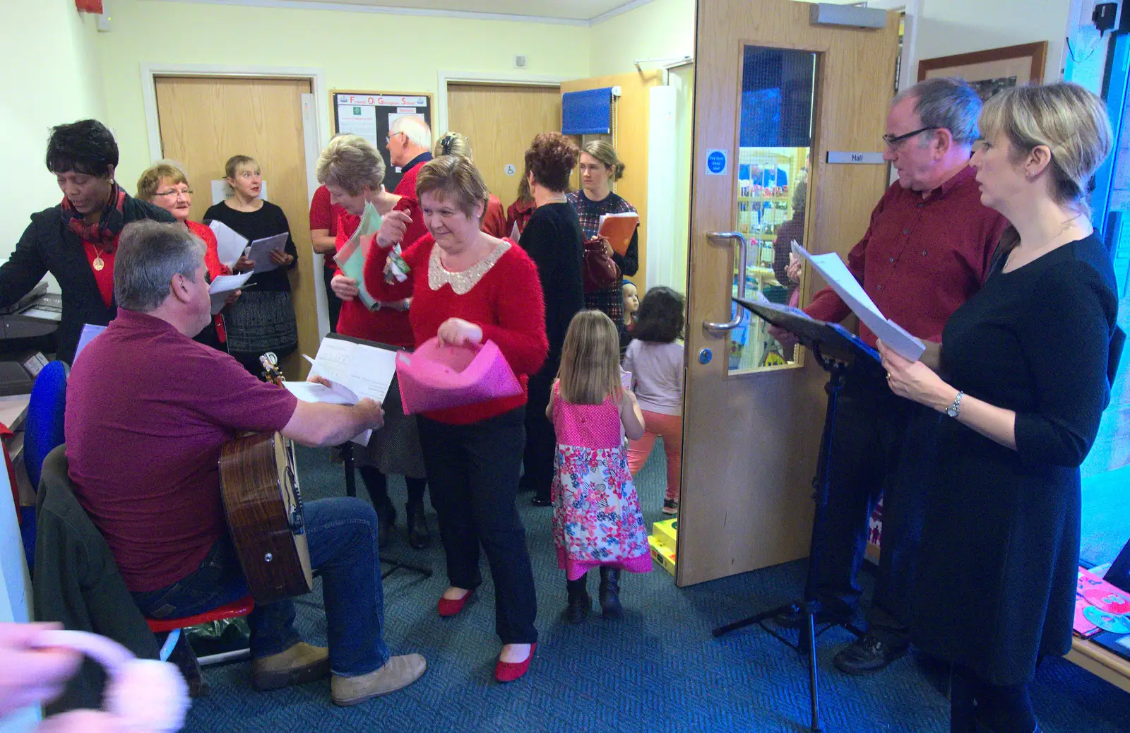 The choir assembles, from November Singing, Gislingham Primary School, Suffolk - 17th November 2014