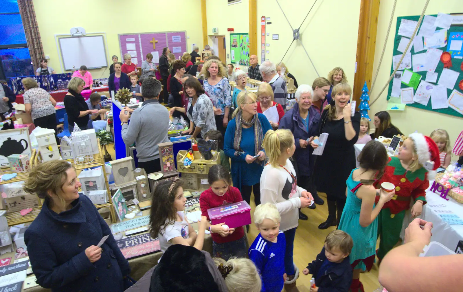 The milling throngs in the school hall, from November Singing, Gislingham Primary School, Suffolk - 17th November 2014