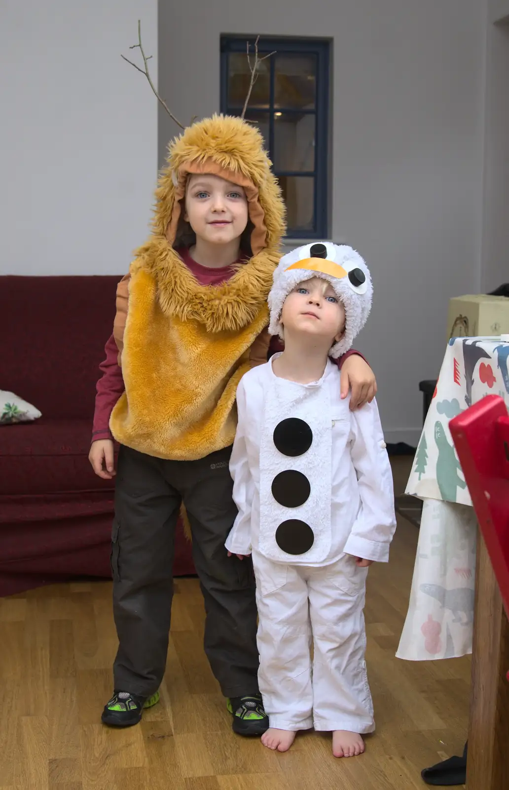 Harry and Fred, who's got twig antlers, from November Singing, Gislingham Primary School, Suffolk - 17th November 2014