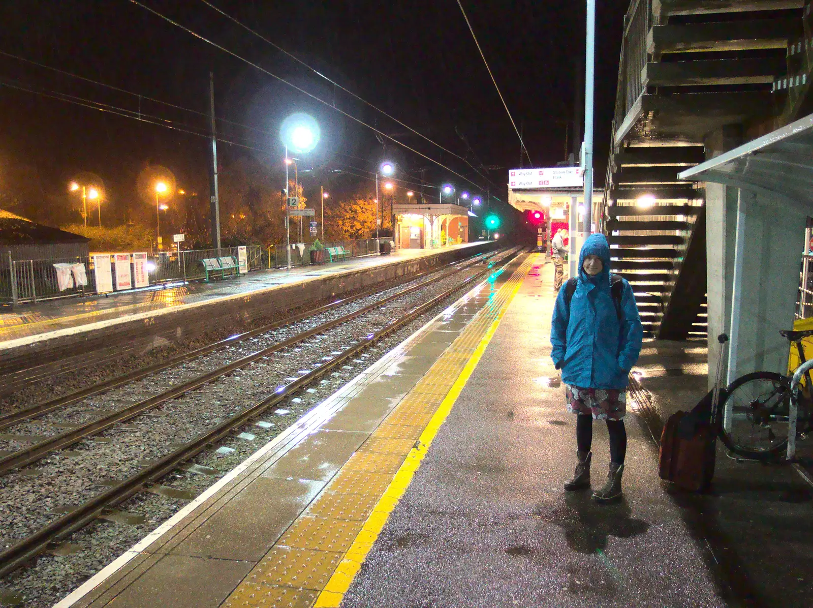 Isobel waits under the bridge, from The Lorry-Eating Pavement of Diss, Norfolk - 3rd December