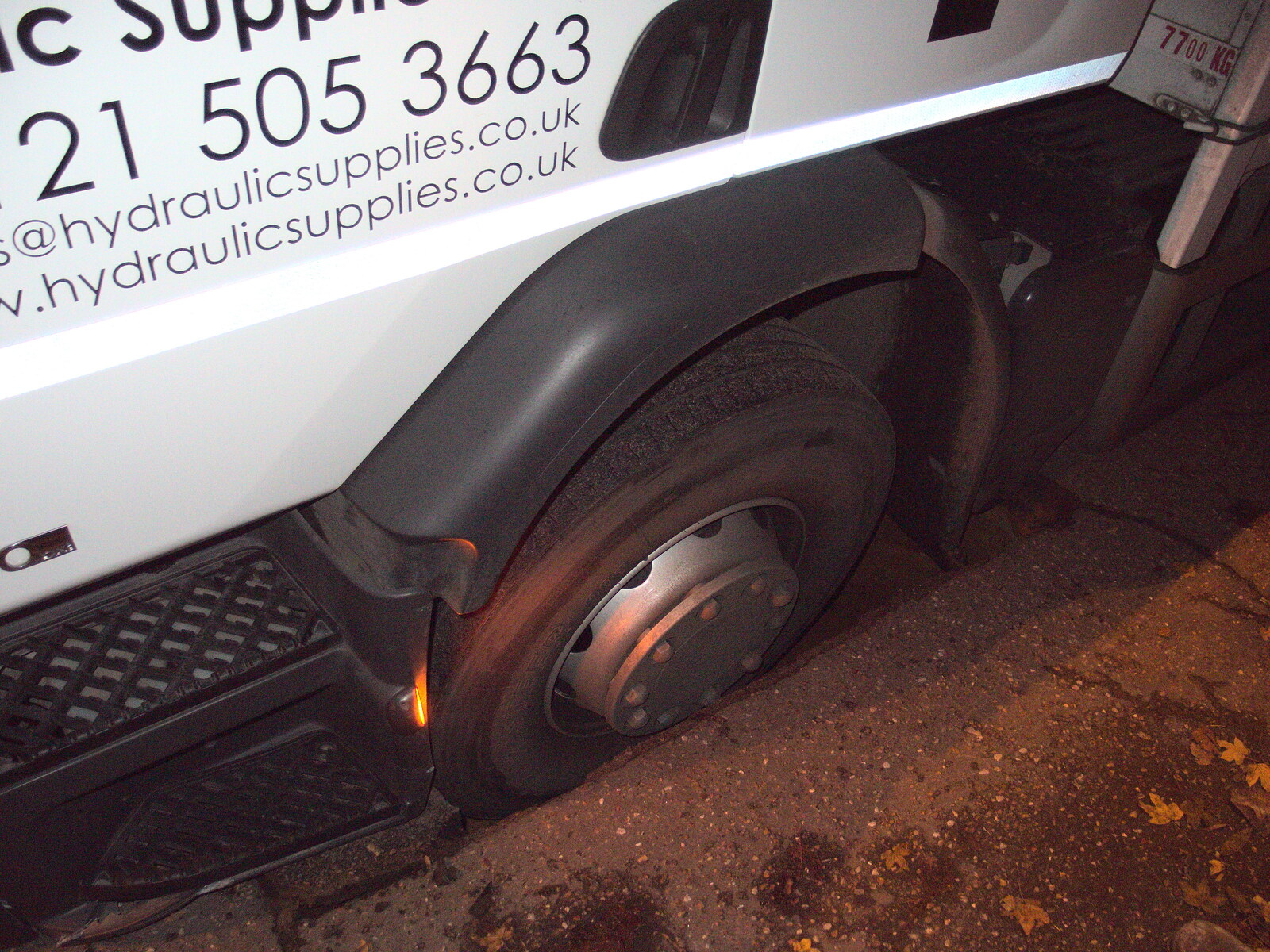 A lorry wheel is sunk in the pavement from The Lorry-Eating Pavement of Diss, Norfolk - 3rd December