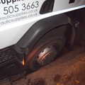 A lorry wheel is sunk in the pavement, The Lorry-Eating Pavement of Diss, Norfolk - 3rd December