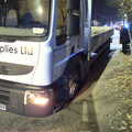 The lorry has both wheels sunk in to the pavement, The Lorry-Eating Pavement of Diss, Norfolk - 3rd December