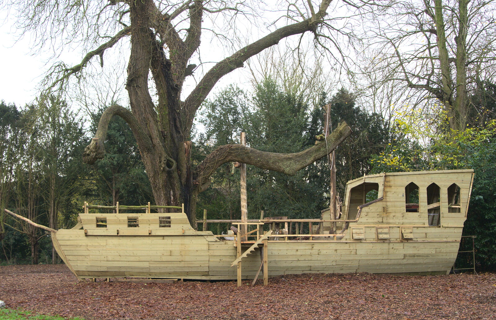 A side view of the pirate ship from The Lorry-Eating Pavement of Diss, Norfolk - 3rd December