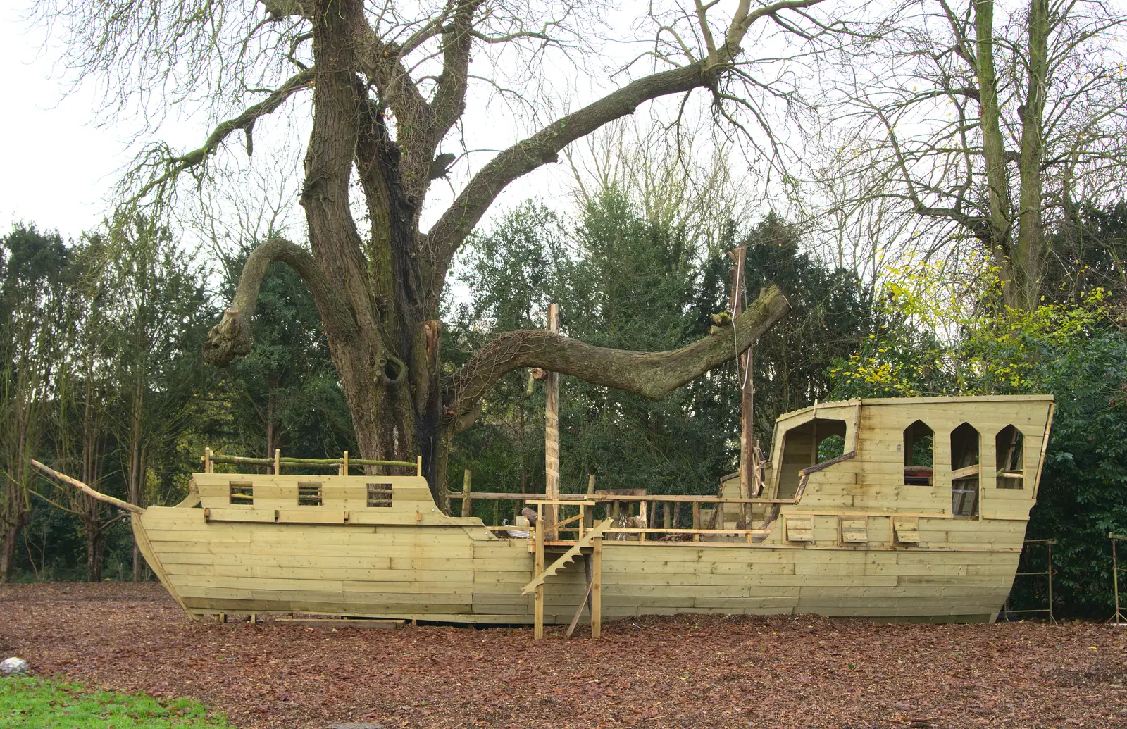 A side view of the pirate ship, from The Lorry-Eating Pavement of Diss, Norfolk - 3rd December