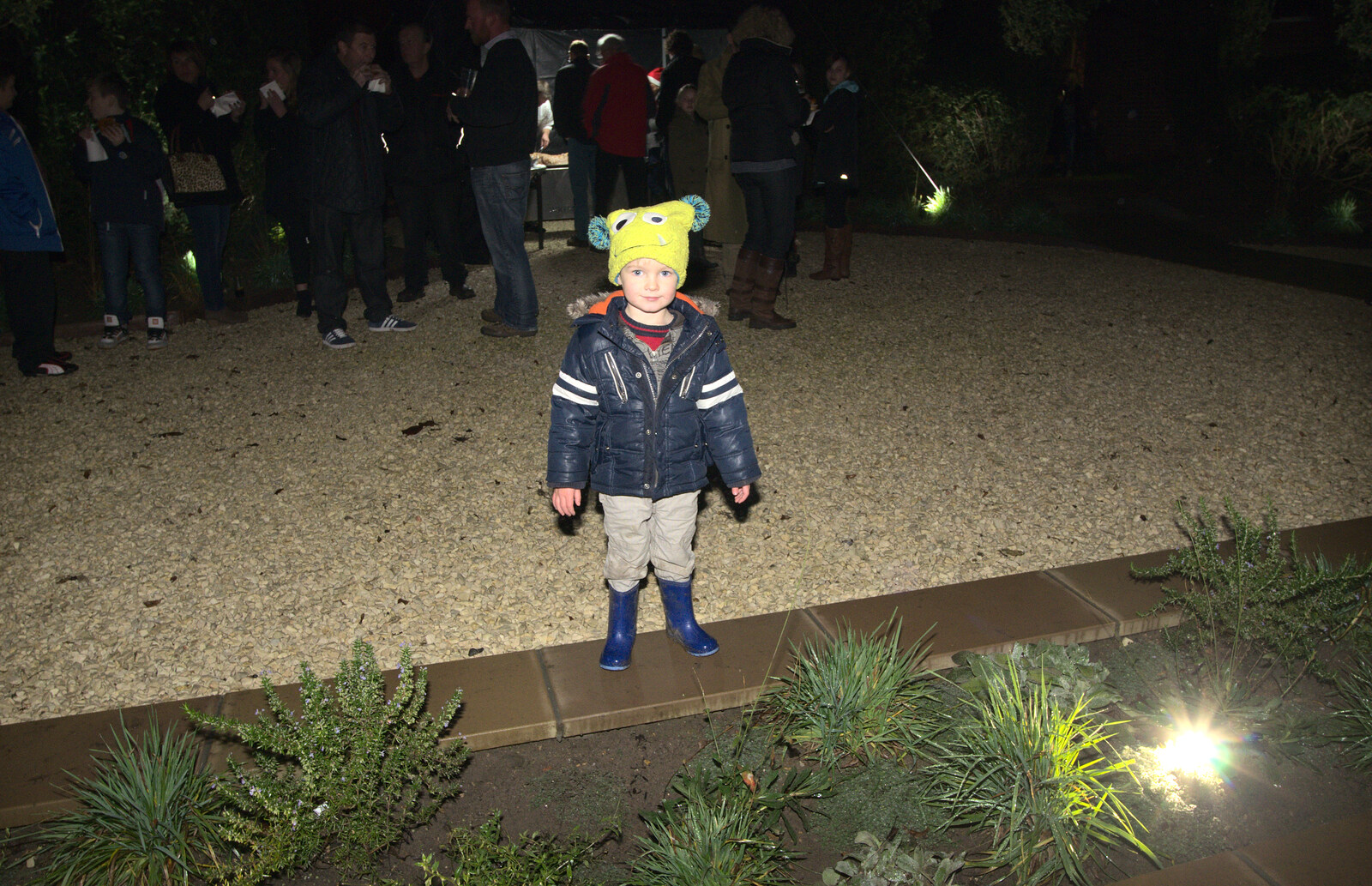 Harry with a hat on from Rick Wakeman, Ian Lavender and the Christmas lights, The Oaksmere, Suffolk - 4th December 2014