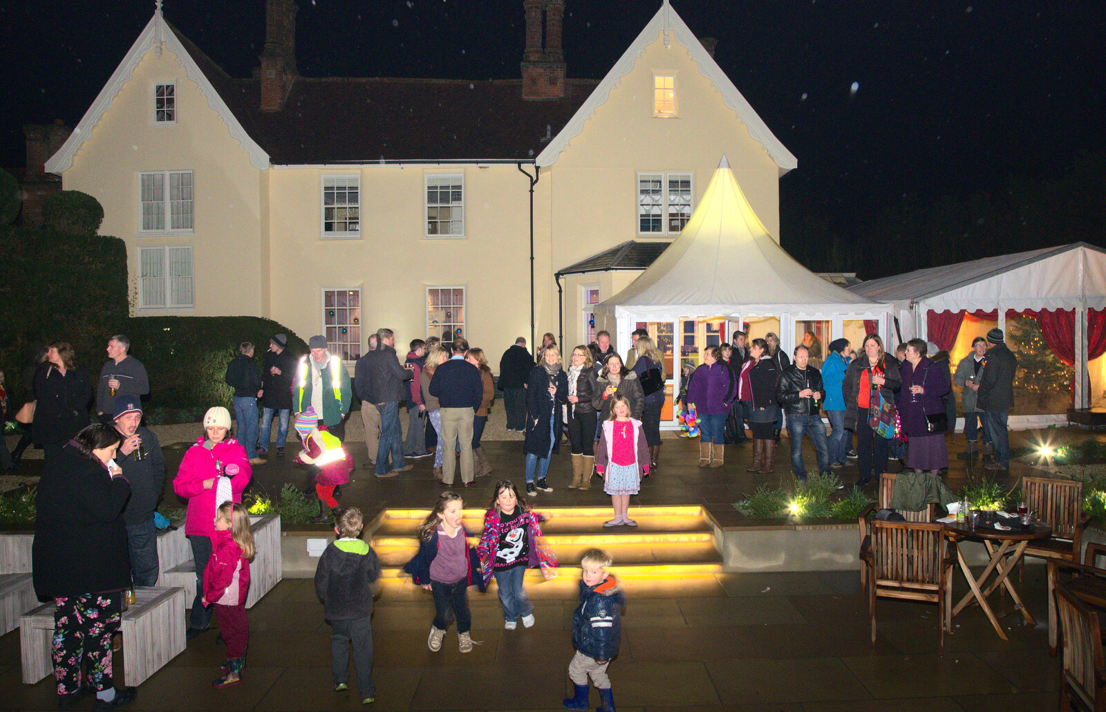 The sunken garden fills up from Rick Wakeman, Ian Lavender and the Christmas lights, The Oaksmere, Suffolk - 4th December 2014
