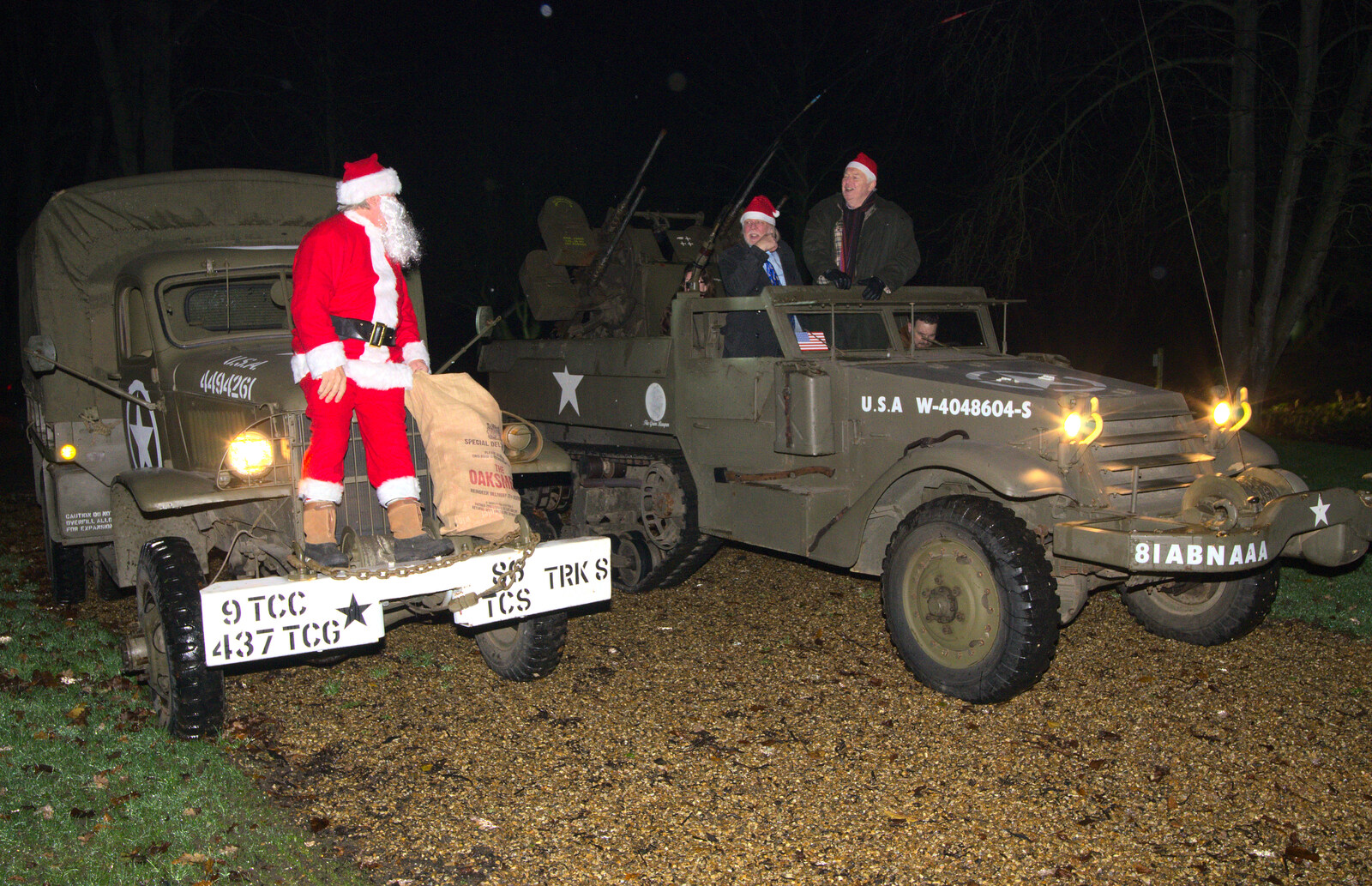 Santa, Rick Wakeman and Ian Lavender from Rick Wakeman, Ian Lavender and the Christmas lights, The Oaksmere, Suffolk - 4th December 2014