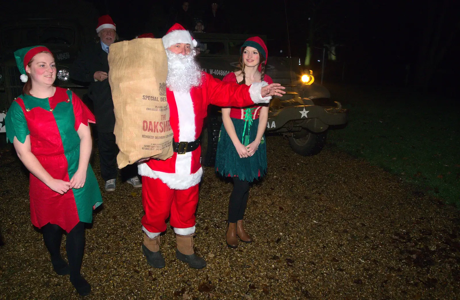 Santa and his elves, from Rick Wakeman, Ian Lavender and the Christmas lights, The Oaksmere, Suffolk - 4th December 2014