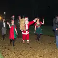 Santa walks up the path, Rick Wakeman, Ian Lavender and the Christmas lights, The Oaksmere, Suffolk - 4th December 2014