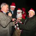 Fraser and the boys switch the lights on, Rick Wakeman, Ian Lavender and the Christmas lights, The Oaksmere, Suffolk - 4th December 2014