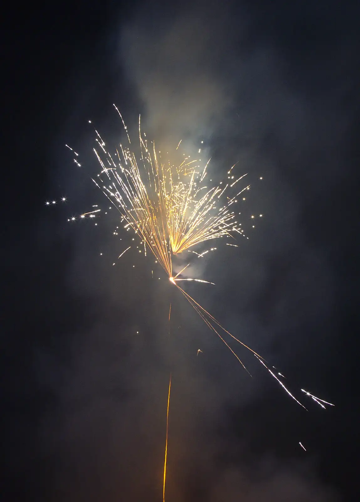 Fireworks go off, from Rick Wakeman, Ian Lavender and the Christmas lights, The Oaksmere, Suffolk - 4th December 2014