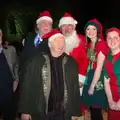 Fraser, Ian Lavender and the staff, Rick Wakeman, Ian Lavender and the Christmas lights, The Oaksmere, Suffolk - 4th December 2014