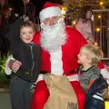 Fred, Santa and Harry. Fred's got twig antlers on, Rick Wakeman, Ian Lavender and the Christmas lights, The Oaksmere, Suffolk - 4th December 2014