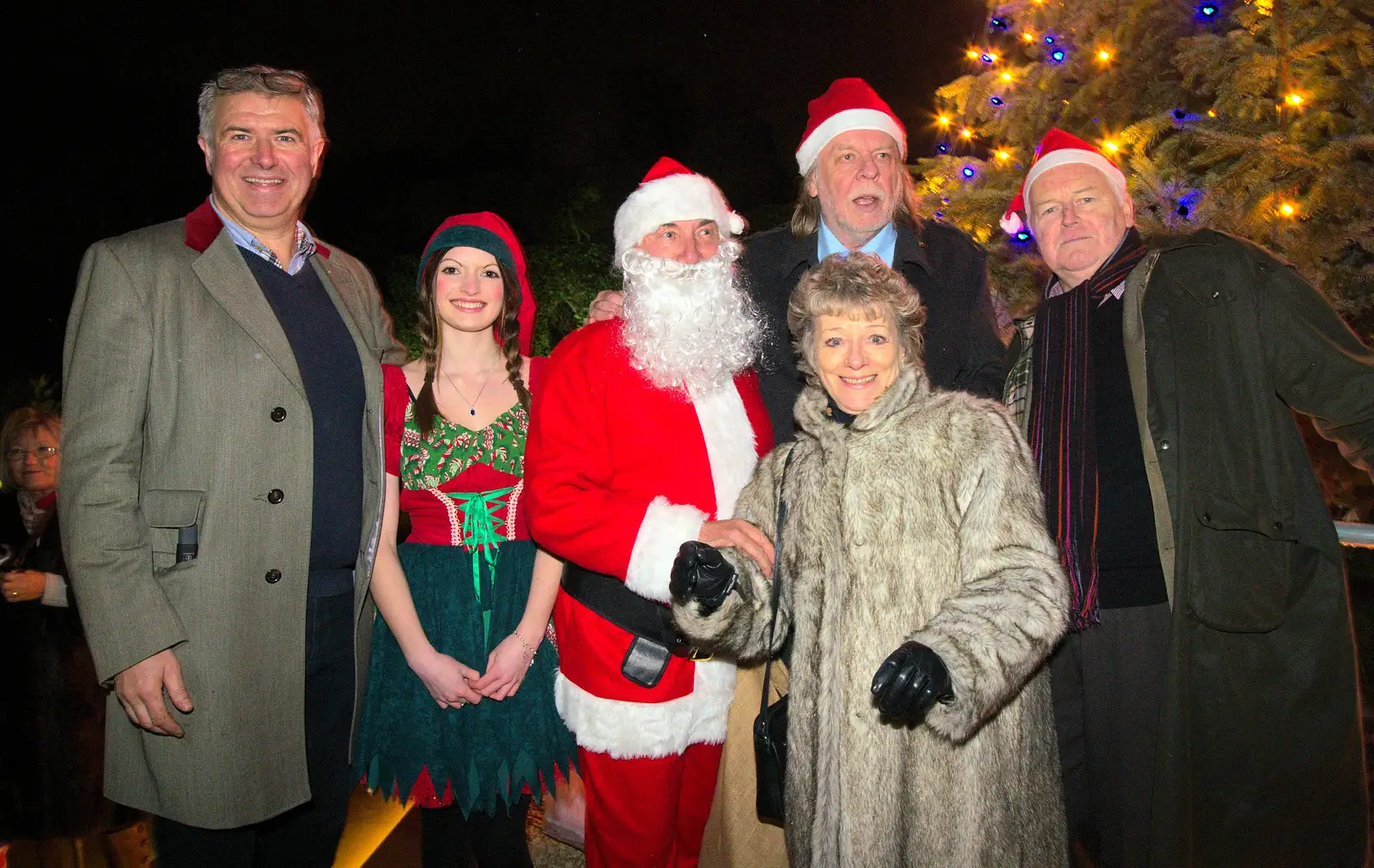 Fraser and the celebs, from Rick Wakeman, Ian Lavender and the Christmas lights, The Oaksmere, Suffolk - 4th December 2014