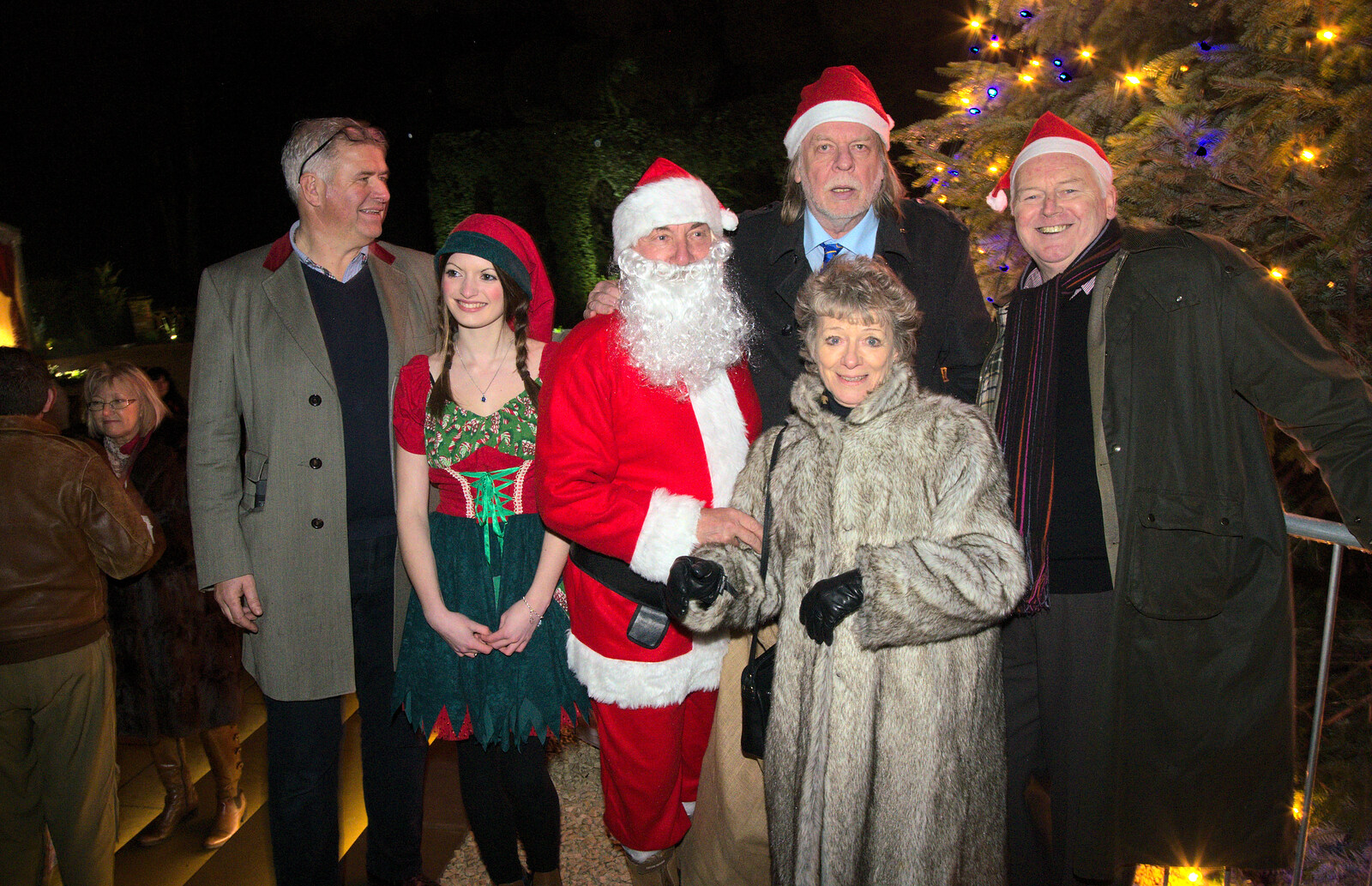 Another group photo from Rick Wakeman, Ian Lavender and the Christmas lights, The Oaksmere, Suffolk - 4th December 2014