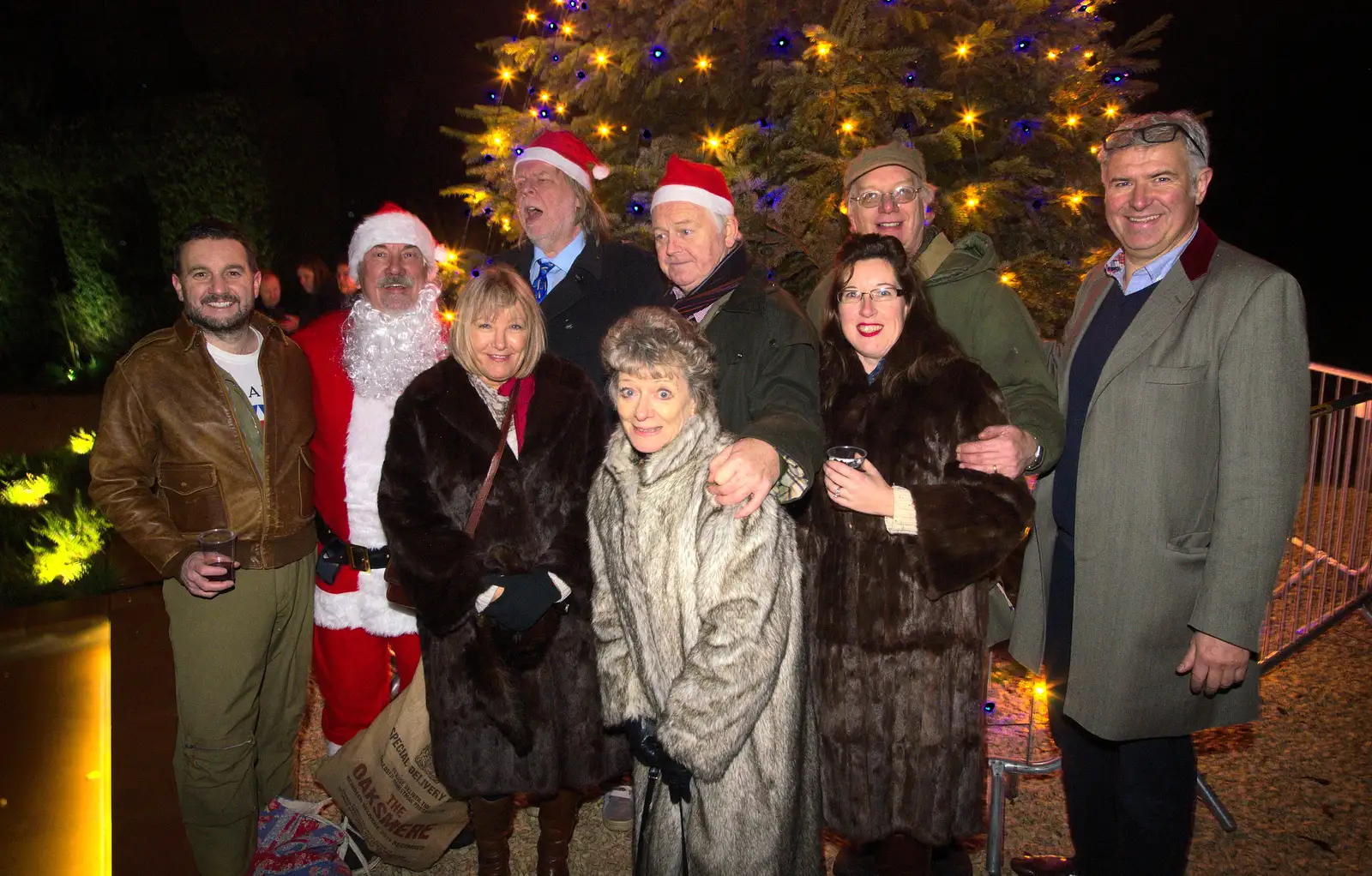 Clive, Suzanne and the other driver get a photo, from Rick Wakeman, Ian Lavender and the Christmas lights, The Oaksmere, Suffolk - 4th December 2014