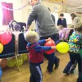 Harry chases people whilst weilding balloons, The Eye Lights and a Thorpe Abbots Birthday, Suffolk and Norfolk - 6th December 2014