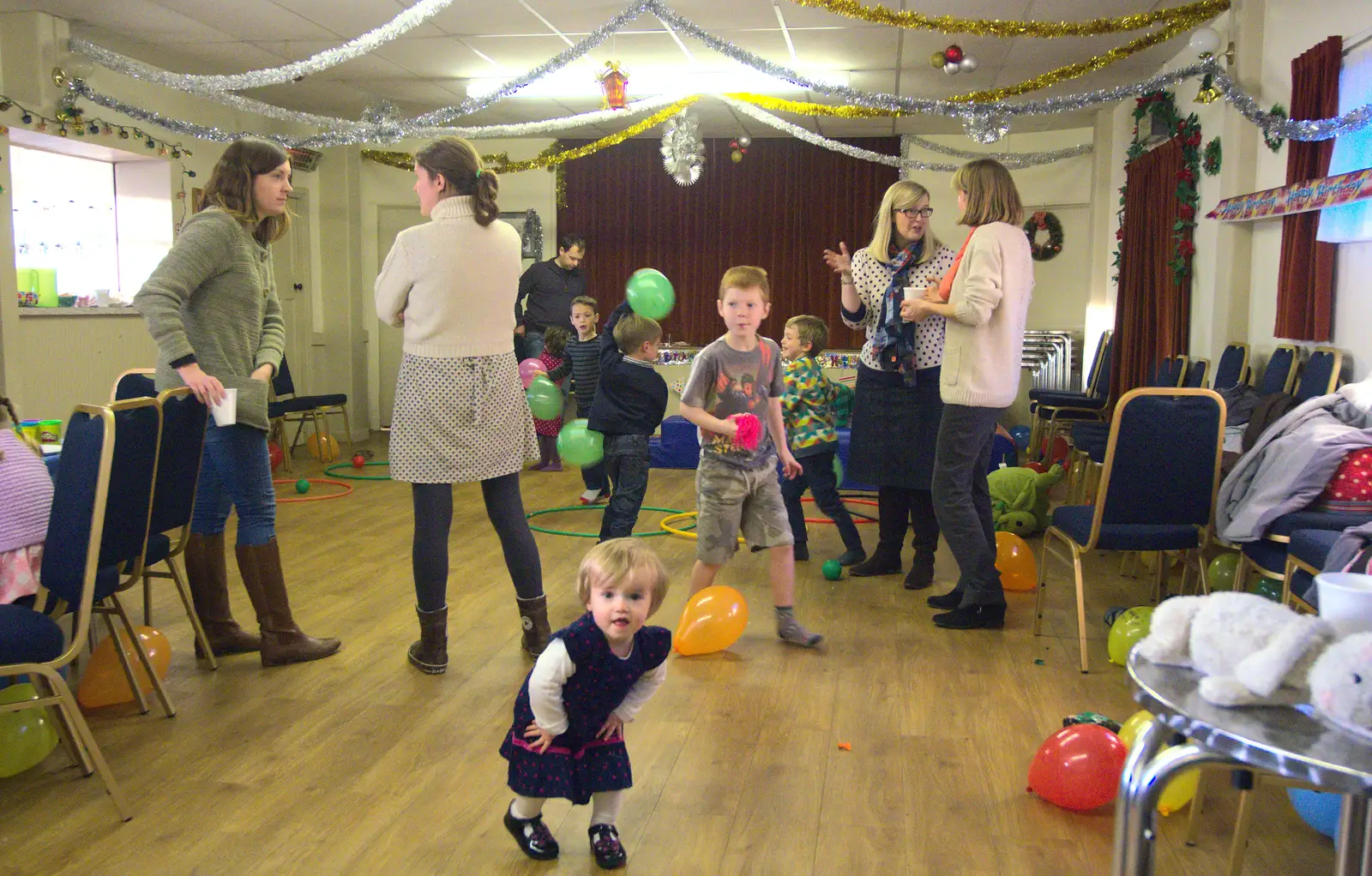 In the village hall, from The Eye Lights and a Thorpe Abbots Birthday, Suffolk and Norfolk - 6th December 2014