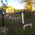 Bunting outside Thorpe Abbots village hall, The Eye Lights and a Thorpe Abbots Birthday, Suffolk and Norfolk - 6th December 2014