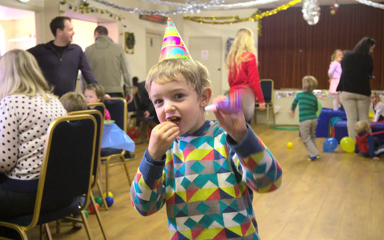 Fred's got a party hat on, from The Eye Lights and a Thorpe Abbots Birthday, Suffolk and Norfolk - 6th December 2014