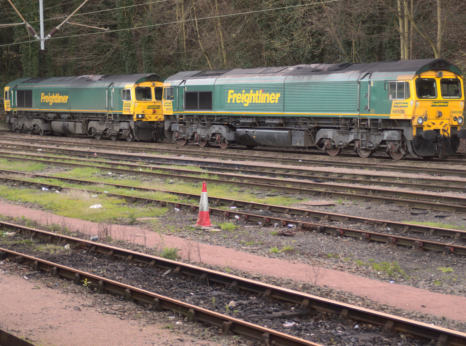 A couple of Class 66 'Sheds' from The BSCC Christmas Dinner, The Swan Inn, Brome, Suffolk - 6th December 2014