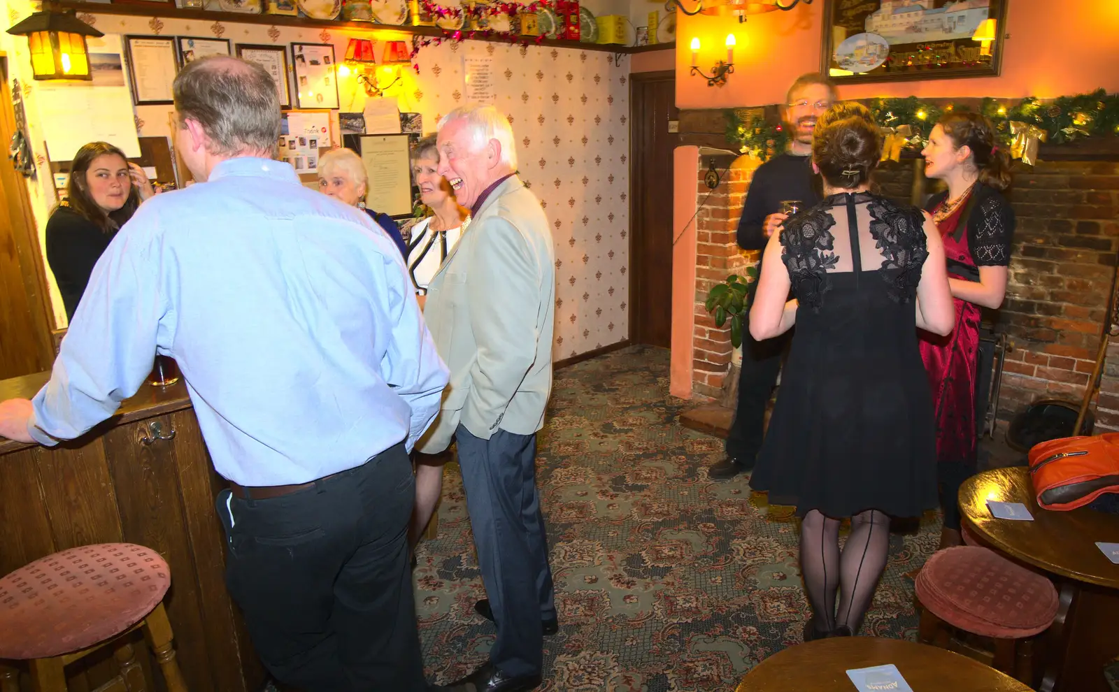 Marc, Suey and Isobel hang out by the fireplace, from The BSCC Christmas Dinner, The Swan Inn, Brome, Suffolk - 6th December 2014