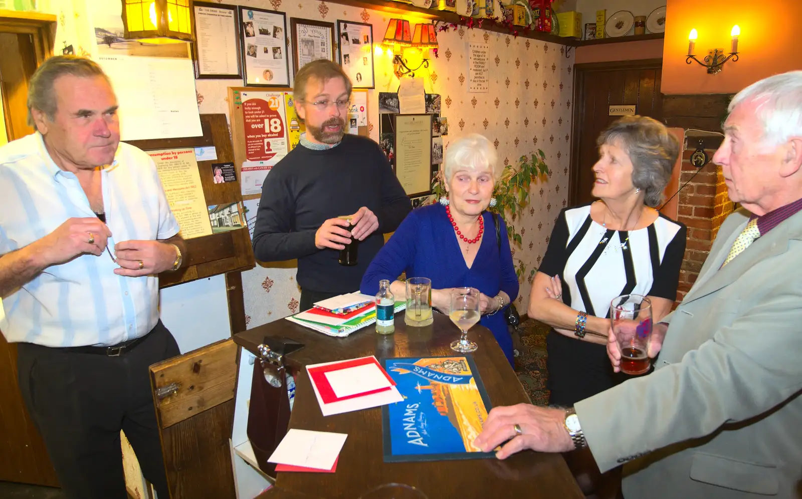 Christmas cards are handed out, from The BSCC Christmas Dinner, The Swan Inn, Brome, Suffolk - 6th December 2014