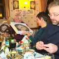 Pippa gets a clock, The BSCC Christmas Dinner, The Swan Inn, Brome, Suffolk - 6th December 2014