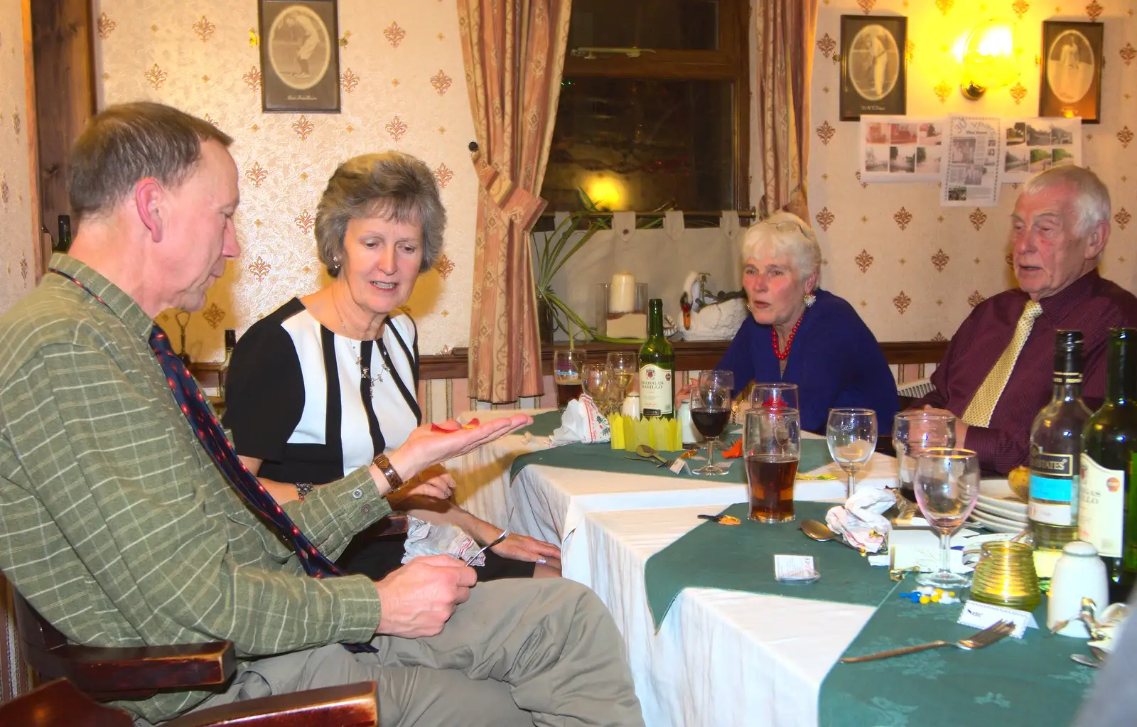 Apple does the fish love test, from The BSCC Christmas Dinner, The Swan Inn, Brome, Suffolk - 6th December 2014