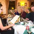 Suey scopes the quiz out, The BSCC Christmas Dinner, The Swan Inn, Brome, Suffolk - 6th December 2014