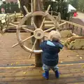 Harry spins the ship's wheel, The BSCC Christmas Dinner, The Swan Inn, Brome, Suffolk - 6th December 2014